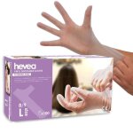 Gants en vinyle jetables - hevea - taille l - bo�te de 100 - non poudr�s - synth�tique
