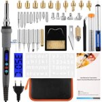 High - 42 pcs kit de pyrograveur 3 en 1 avec lcd ecran pyrograveur pour bois 60w temperature rglable ...