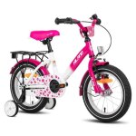 V�lo pour enfants - hiland - 14 pouces - roues assist�es - porte - bagages arri�re - rose