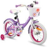 V�lo pour enfants - hiland - 14 pouces - panier � v�lo - roues auxiliaires - violet