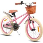 Bicyclette pour enfants - hiland - 18 pouces - 5 - 7 ans - roues stabilisatrices - panier - rose