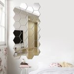 Hililand autocollant miroir moderne 12 pi�ces effet miroir 3d acrylique autocollant mural amovible bricolage ...