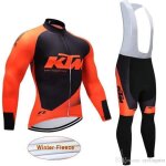Hiver maillot de cyclisme homme thermique fleece manches longues + pantalons  bretelle vlo vtt gel ...