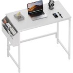 Hlonone 80 cm x 40 cm petit bureau informatique avec sac de rangement structure m�tallique pour chambre ...