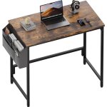 Hlonone 80 cm x 50 cm petit bureau informatique avec sac de rangement structure m�tallique pour chambre ...
