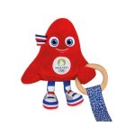 Hochet mascotte jeux olympiques 2024 avec anneau en bois - 17 cm Hochet mascotte jeux olympiques 2024 avec anneau en bois - 17 cm