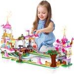 Hogokids circuit voiture parc dattractions princesses montagnes russes rose 711 pcs jeux de construction ...