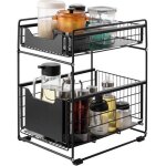 Hollyhome sous �vier rack �tag�re de rangement panier coulissant � 2 niveaux pour cuisine bureau noir ...