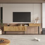 Meuble tv - homavo - design en marbre et bois - couleur blanche - rectangulaire - contemporain