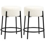 Homcom - lot de 2 tabourets de bar - tissu effet laine boucl�e (100% polyester) - 43x43x62cm - blanc
