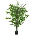Plante artificielle - arbre artificiel - homcom - ficus hauteur 135 m tronc branches liane lichen r�alisme ...
