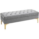 Homcom - banquette - polyester - 118x45x42cm - gris