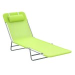 Homcom chaise longue pliante bain de soleil inclinable transat textilene lit jardin plage vert