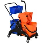 Homcom - seau � roulettes - plastique - 78x45x95cm - orange