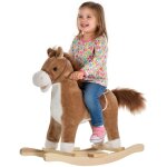 Cheval � bascule - homcom - selle grand confort peluche courte douce bois peuplier jouet enfant - bois ...