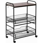Homcom - chariot de cuisine - panneaux de particules classe e1 - 60x38x85. 5cm - noyer noir