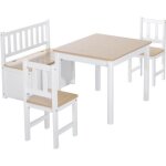 Homcom ensemble de table et chaises enfant - set de 4 pi�ces - table 2 chaises banc coffre 2 en 1 - mdf ...