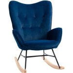 Homcom - fauteuil � bascule - velours (100% polyester) - 65x70x96cm - bleu