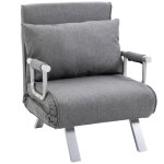 Homcom - fauteuil - lin - 65x69x80cm - gris clair