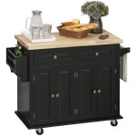 Desserte �lot de cuisine - homcom - 2 tiroirs 2 placards 2 portes range - bouteille r�glable - mdf h�v�a ...