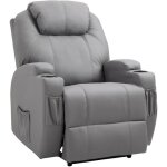 Homcom - fauteuil de relaxation massant - simili cuir - 82x97x110cm - gris clair