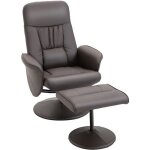 Homcom fauteuil relax pivotant 360� inclinable avec repose - pieds rev�tement synth�tique m�tal marron ...
