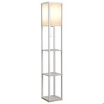 Homcom - lampadaire �tag�re - bois - 26x26x160cm - blanc