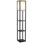 Homcom - lampadaire �tag�re - bois - 26x26x160cm - noir