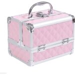 Valise de maquillage homcom alliage daluminium 20x15x15cm rose