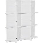 Paravent homcom bois de paulownia 160x1. 9x170cm blanc