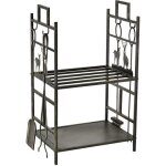 Homcom porte - b�ches range b�ches �tag�re � bois de chemin�e serviteur de chemin�e cerf multi - accessoires ...