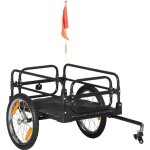 Remorque v�lo - homcom - pliable en acier roues 16 pouces charge max 40 kg robuste - acier - noir