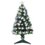 Sapin de no�l artificiel - homcom - lumineux 90 cm fibre optique led 14 ampoules �toile - m�tal - 90h ...