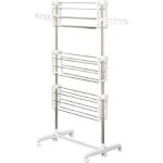 Homcom - �tendoir � linge - acier inoxydable - 142x55x152cm - blanc