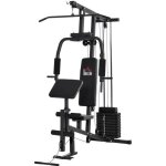 Homcom - station de musculation � domicile - acier - 148x108x207cm - noir