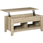 Table basse homcom panneaux de particules classe e1 105x74x61. 5cm ch�ne