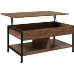 Table basse relevable - table de salon - homcom - �tag�re inf�rieure coffre rangement - bois - 100x80x60cm ...