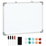 Homcom tableau blanc aimante magnetique panneau blanc polyvalent avec 4 feutres 1 brosse tableau et 10 ...