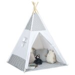 Homcom - tente de jeu pour enfant - toile polyester coton - 120x120x155cm - blanc