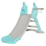 Homcom - toboggan enfant - hdpe - 147x82x85. 5cm - gris