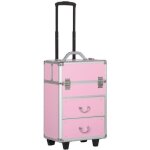 Homcom - valise de maquillage - alliage daluminium - 36x23x58cm - rose