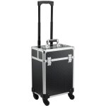 Valise trolley maquillage - homcom - mallette cosm�tique vanity poign�e t�lescopique r�glable - aluminium ...