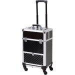 Homcom - mallette maquillage - aluminium - 34x25x62cm - noir