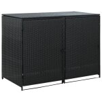 Chez home? cabane dextrieureabris pour poubelle double rsine tresse noir 148x80x111 cm avec grand ...