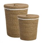 Home decor - panier a linge ensemble 2 unites 45 cm - couleur: marron - 284518dc