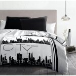 Parure de couette microfibre city by night - home linge passion - gris - 240 x 260 cm - motifs fantaisies ...
