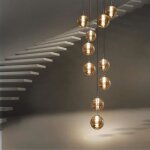 Homefire lustre 10 flammes ambre - verre sph�rique design r�glable en hauteur lampe � suspension 200 ...