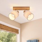 Homefire 2xe14 spot plafonnier moderne - tissu et m�tal - bois - 28 x 16 x 13 cm - orientable 350� max. ...