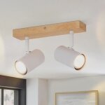 Homefire 2xgu10 spot plafonnier moderne - bois et m�tal - blanc - 25 x 165 x 55 cm - applique murale ...