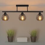 Homefire 3x e27 vintage ceiling light - plafonnier en forme de lanterne en fer et plastique - noir - ...